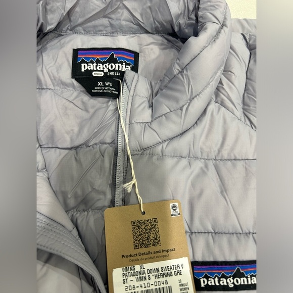 Patagonia Women's XL Down Sweater Vest Puffer Puff Herring Grey Purple NWT - Picture 5 of 10